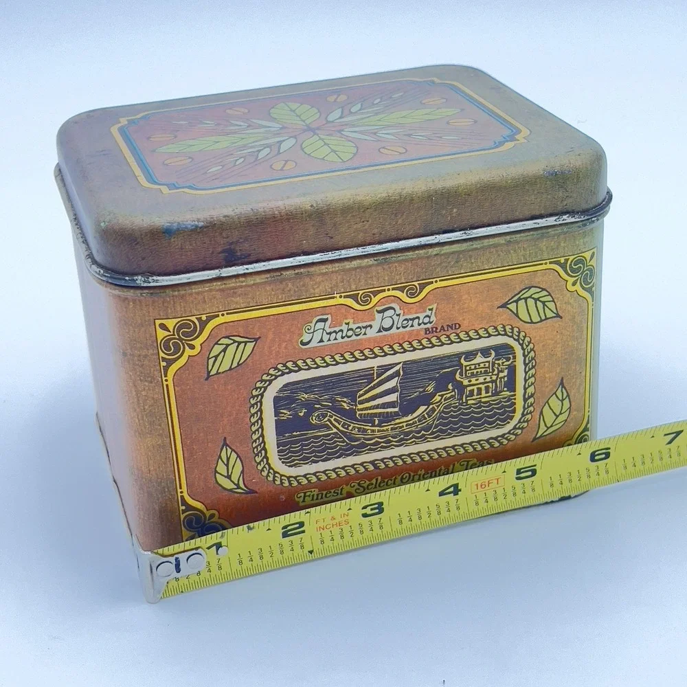 Cheinco Tin Tea‎ Canister  Tea Retro 70s 80s Lid Amber Blend Brass